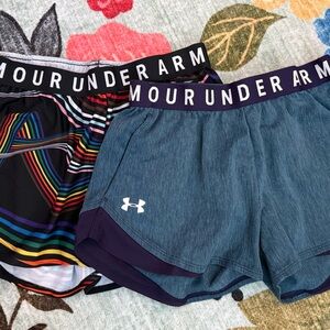 Under Armour Women's Athletic Shorts - Black Multicolor and Blue